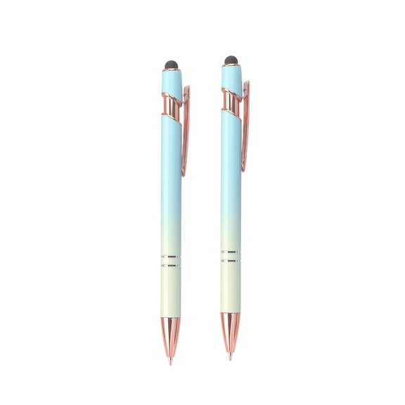 2Pcs 2 in 1 Stylus Ballpoint Pen Retractable Touch Screen Pen with Black Ink Smooth Writing Pen for Tablet Phone Office Use Gradient,Light Blue