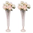 thumbnail image 1 of 2Pcs 20.86inch Tall Crystal Wedding Centerpieces Vases, Silver/Rose Gold Metal Trumpet Table Flower Stand for Wedding Party Decoration, 1 of 8