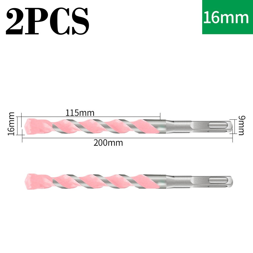 2Pcs 200mm Long Masonry Concrete Drill Bit Hammer Carbide Tip Square Shank 16mm