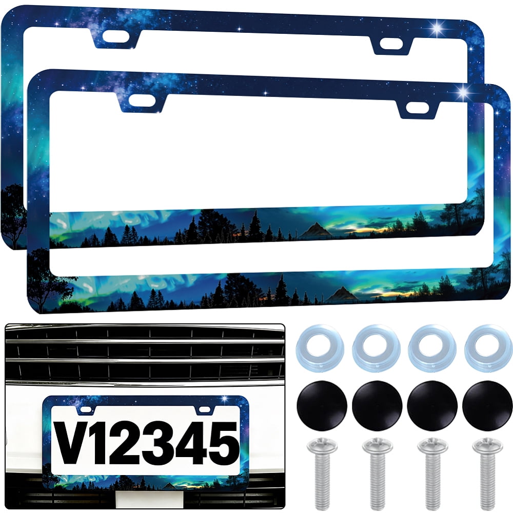 2Pcs 201 Stainless Steel License Plate Frames Number Plates Frame Holder for Auto-Car-Truck Forest 310x160x6mm