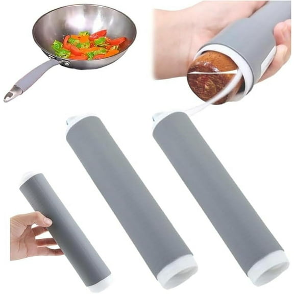 2Pcs 2024 Upgrade Pot Handle Heat Insulation Silicon Cover, Heat Resistant Silicone Pot Handle Cover Universal for Cast Iron Skillets, Pans, Spatulas, Ladles, Pans Oven (M)
