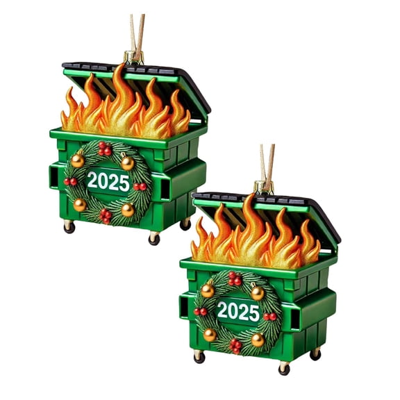2Pcs 2025 Garbage Can Fire Festival Hanging Garbage Can Fire And Unique Year Decora Hangs
