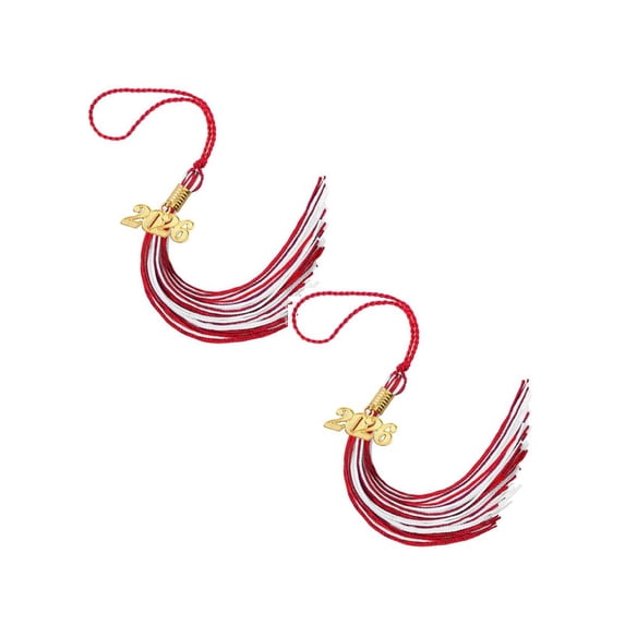 2Pcs 2026 Graduation Tassel, 2026 Tassel Graduation, Academic Graduations Cap Tassels 2026S Tassels With Year Gold Date Charms For Grads, Graduates Graduations Cap Hat Decorations, Red White