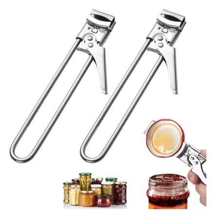 2Pcs 2026 Upgrade Adjustable Stainless Steel Can Opener, Multifunctional Stainless Steel Can Opener Bottle Jar Lid Gripper Household Kitchen Tool for Weak Hands Seniors and Kids