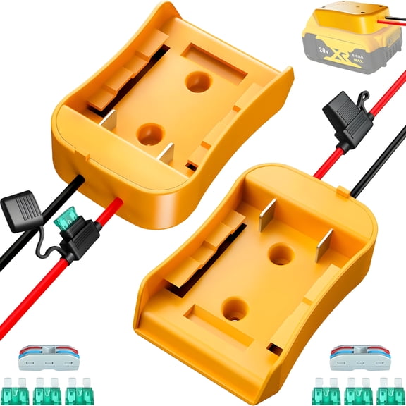 2Pcs 20V Battery Adapter for Power Wheels, Drill Battery Converter Upgrade Kit with 12Awg Wire, Fuses and Connectors for Kids Car, RC Toy, DIY Projects
