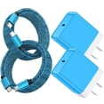 thumbnail image 1 of 2Pcs 20W PD Charger Block Fast Wall Charger with 6FT Type-C Cable, Power Adapter Compatible with iPhone 17/16/15 Pro Max, iPad Pro, Galaxy S26, Android Phone, Blue, 1 of 7