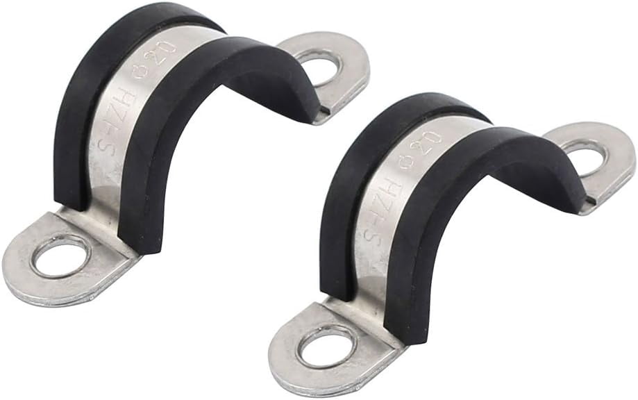 Uxcell 10-Pack 10mm Rubber Lined U-Shaped Stainless Steel Hose Clamps / Pipe Clips