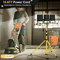 thumbnail image 1 of 2Pcs 21000Lumen LED Work Light with Stand, 3 Head Portable Work Light with Telescoping Tripod, IP66 Waterproof Construction Light for Outdoor Indoor Job Site Workshop (100Wx3)-US Plug,Yellow, 1 of 14