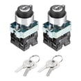 thumbnail image 1 of 2Pcs 22mm 3 Positions Keys Locking Push Button Switch W Key DPST, 1 of 5