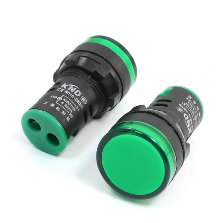 2Pcs 22mm Mount Hole Green Power Indicator Signal Light DC110V 20mA