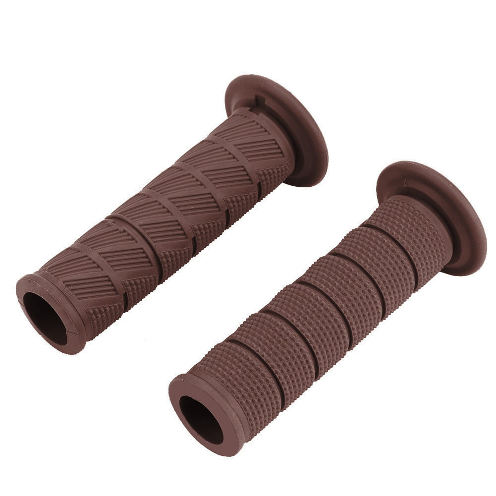 2Pcs 22mm Universal Vintage Motorcycle Handlebar Grips Diagonal Handle Bar Ends (Red Brown)