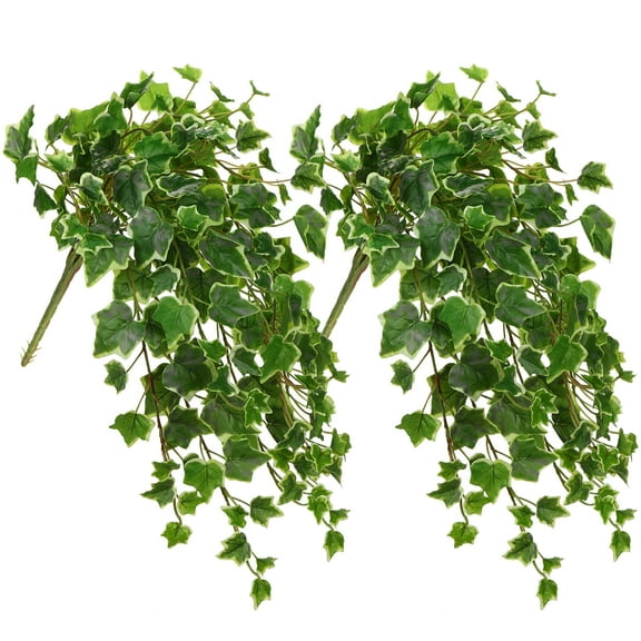 2Pcs 23.6" Plants Artificial Hanging Plants Fake Greenery Faux Ivy Vine Haning Ivy Leaves Plants Wall Shelf Indoor Outdoor Home Decor White Edge Style