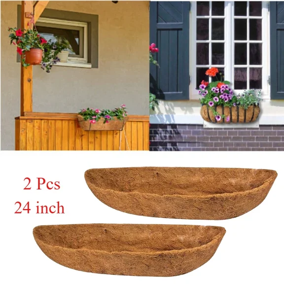 2Pcs 24Inch Replacement Hanging Basket Coco Shell Slot Window Box Planting Pot