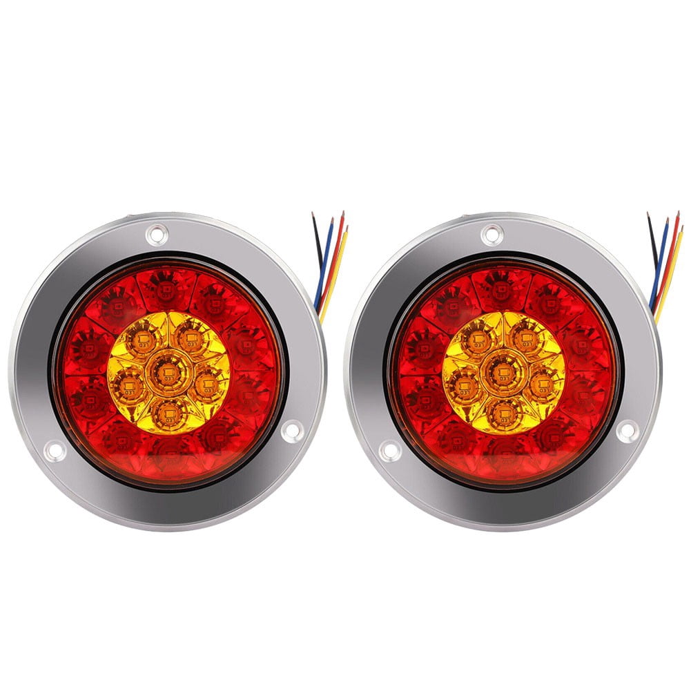 2Pcs 24V Car Turn Light Round Rear Brake Lamps 16Leds Tail Stop Lamp ...