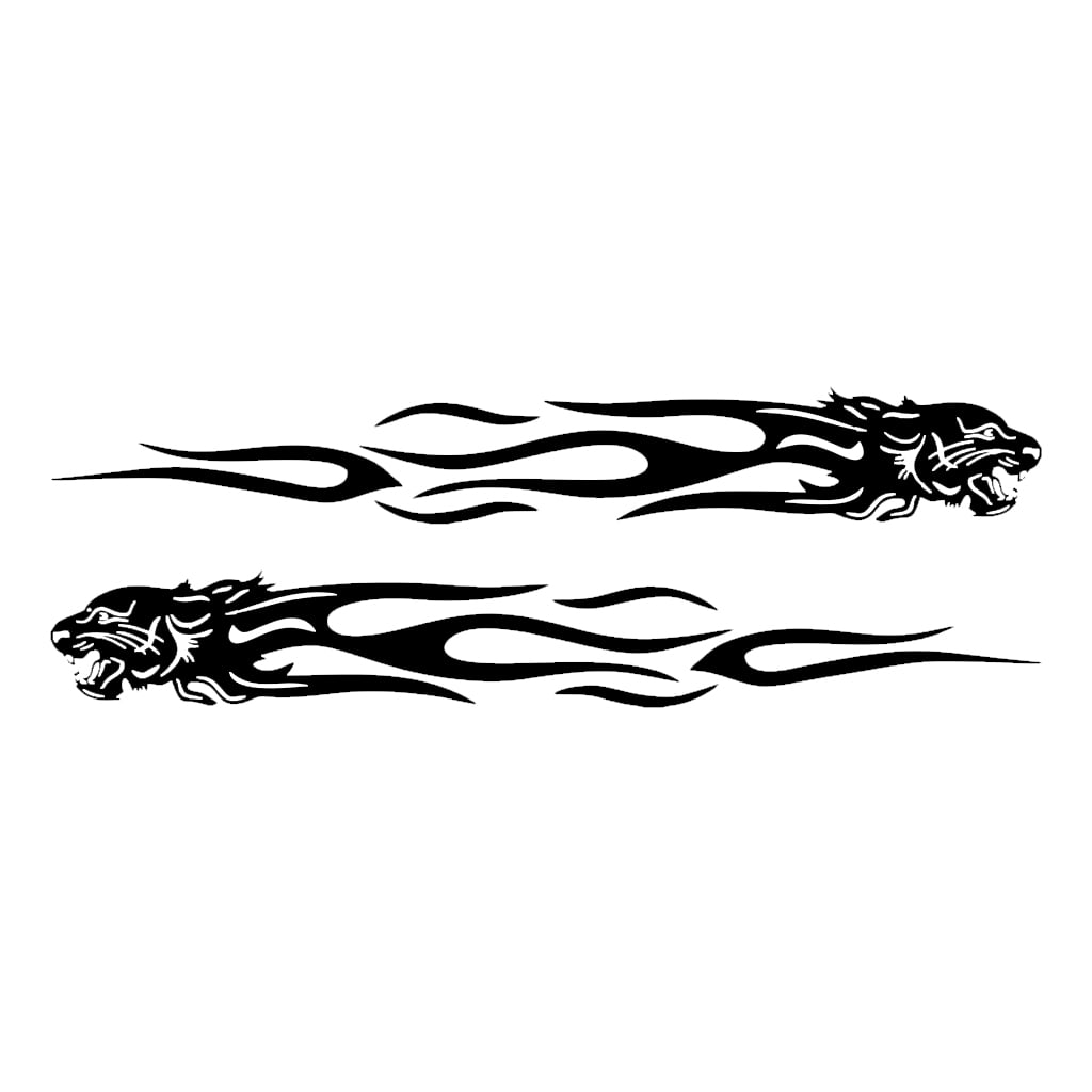 2Pcs 24cm Flame Car Hood Decals Auto Exterior Styling Stickers ...