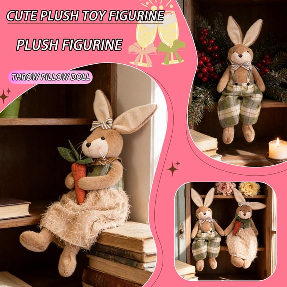 2Pcs 25.6Inch Easter Bunny Plush Toy, Large Stuffed Rabbit Throw Pillow, Cute Bunny Plush Figurine for Home Decor, Easter Basket Stuffers, Birthday Valentine's Day Holiday Gift