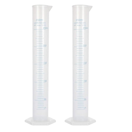 2Pcs 250ml Plastic Graduated Cylinker, Measuring Cylinder Graduated Cylinders Lab Supplies Laboratory Tools