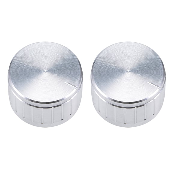 2Pcs 26x17mm Aluminium Alloy Potentiometer Rotary Knob Silver Tone