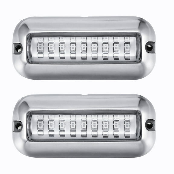 2Pcs 27LED Underwater Boat Lights Waterproof Stainless Steel Marine Underwater Light for Yacht Sailboat Bass Boat Fishing Nightlight Green