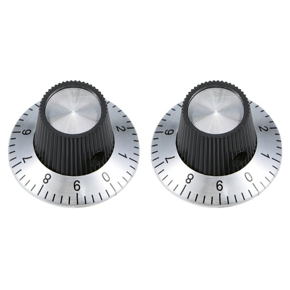 2Pcs 29x18mm Aluminium Alloy Potentiometer Rotary Knob w Dial Face Plate
