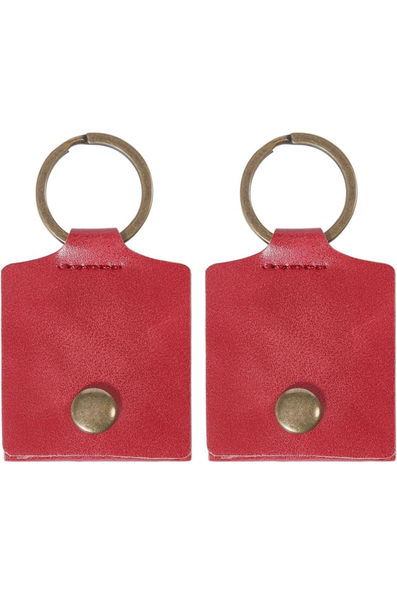 2Pcs 2x1.57inch Leather Keychain Ring Holder Portable Wedding Ring Travel Case Jewelry Travel Ring Keeper Case Protective Ring Pouch for Workout Gym Travel