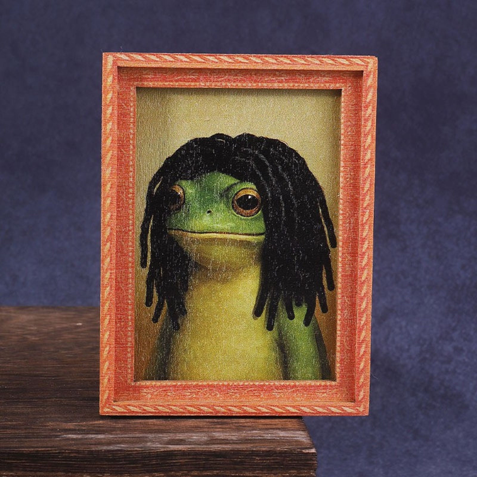 2Pcs 3.15Inch Funny Retro Mini Wooden Framed Frog Fridge Magnet ...
