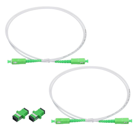 2Pcs 3.3Ft Single Mode Simplex OS2 Fiber Optic Cable LSZH SC/APC-SC/APC Armored Jumper Optical White with Adapter