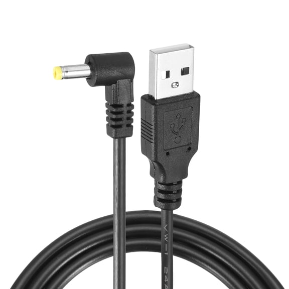 2Pcs 3.3ft USB A Type 4 x 1.7mm L-Shaped Head Power Connector, Black