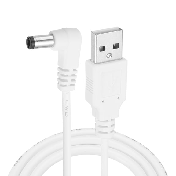 2Pcs 3.3ft USB A Type 5.5 x 2.1mm L-Shaped Head Power Connector, White