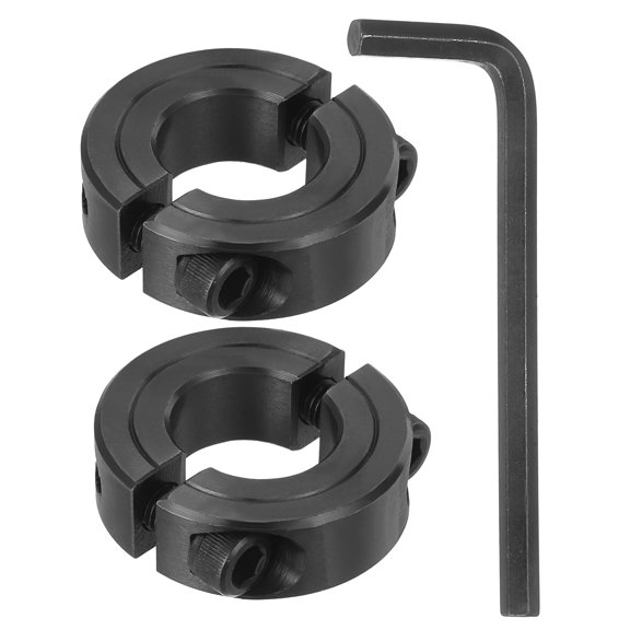 2Pcs 3/4" Bore Clamp-on Shaft Collar, Black Carbon Steel Split Locking Collar 1-1/2" OD 1/2" Thick with 3/16"(4.76mm) Flat Hex Wrench for Timing Pulley, Machine Tool, Industry
