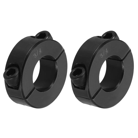 2Pcs 3/4" Bore Double Split Set Screw Shaft Collar OD 1-1/2", Black
