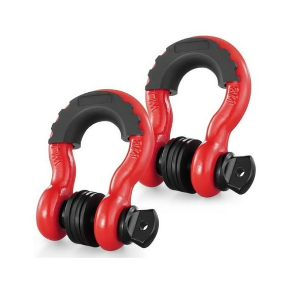 2Pcs 3/4"D-Ring Shackle 62832lbs Break Strength Bow Shackles with Isolator & Washers ,Easy to Operate