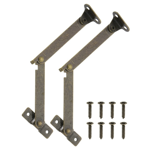 2Pcs 3.4" Folding Lid Support Hinges, Lift Up Stay Hinge with Screws, Bronze