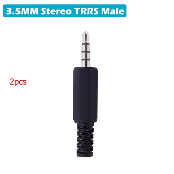 2Pcs 3.5Mm Trrs Stereo Male Plug Jack Diy Audio Cable Connector For Headphones