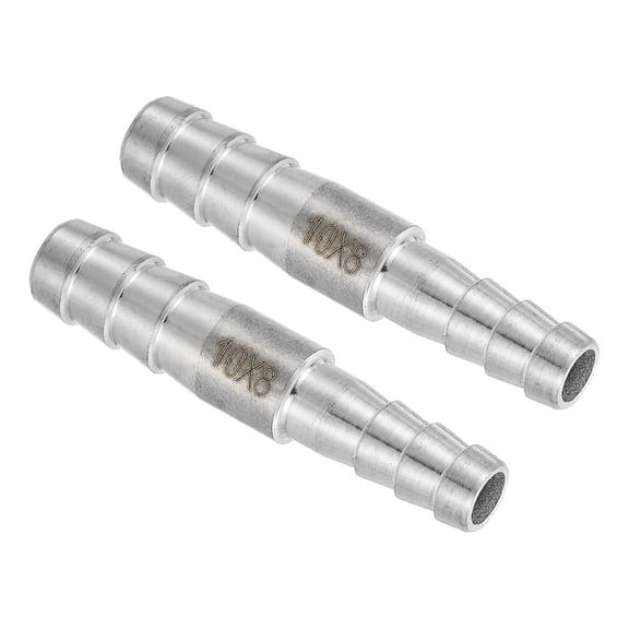 Uxcell 2 Pcs 3/8" to 5/16" Hose Barb Reducer Pipe Fitting 304 Stainless Steel Hose Pipe Fitting Silver