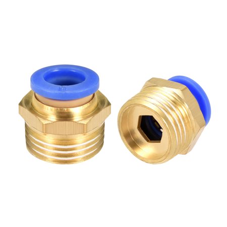 2Pcs 3/8" G Male Straight Thread 8mm Push In Joint Connector Quick Fitting