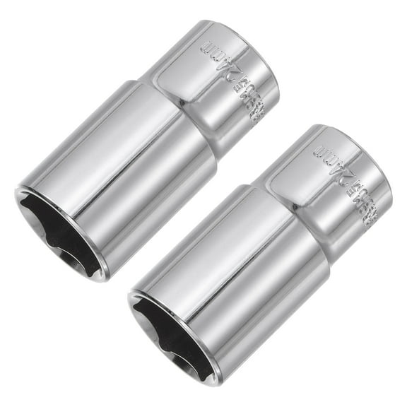 2Pcs 3/8-inch Drive 24mm Steel Chrome Plated 6-Point Shallow Socket