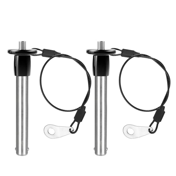 2Pcs 3/8" x 2" Quick Release Pin with Lanyard, 304 Marine Grade Stainless Steel Ball Lock Pin with Push Button, Quick Release Dowel Pin for Boat Bimini Top, Deck Hinge & Gym Equipment