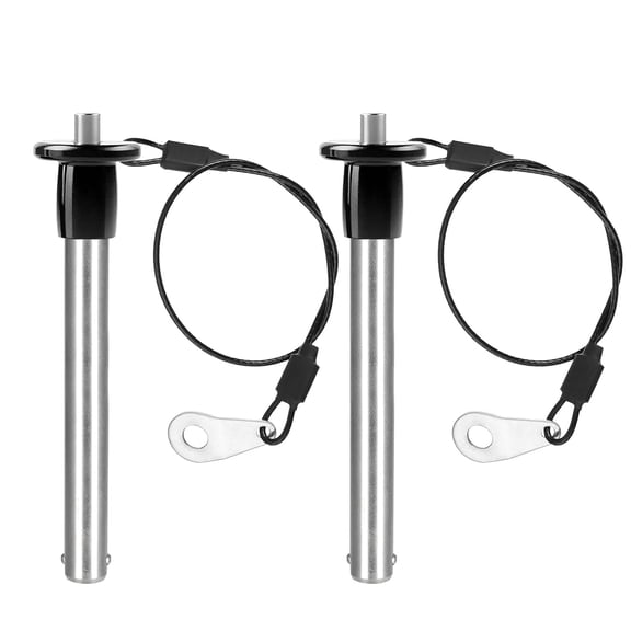2Pcs 3/8" x 3" Quick Release Pin with Lanyard, 304 Marine Grade Stainless Steel Ball Lock Pin with Push Button, Quick Release Dowel Pin for Boat Bimini Top, Deck Hinge & Gym Equipment