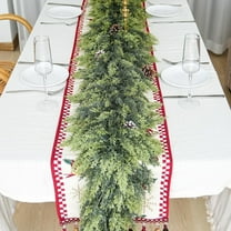 2Pcs 3 Ft Christmas Garland - Cedar Garland - Cypress Garlands - Real Touch Pine Garlands - Garland Christmas Decorations for Home Dining Table Mantel Porch Winter Christmas Decor
