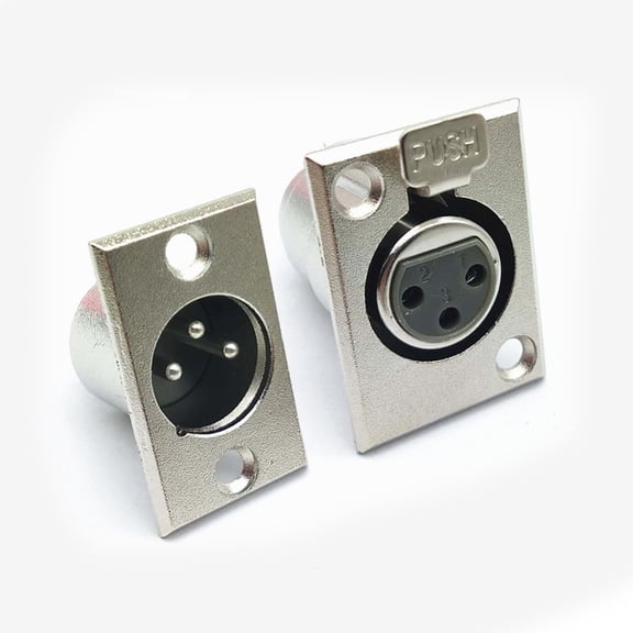 2Pcs 3 Pin Xlr Male Female Socket Panel Mount Chassis Mic Audio Connector