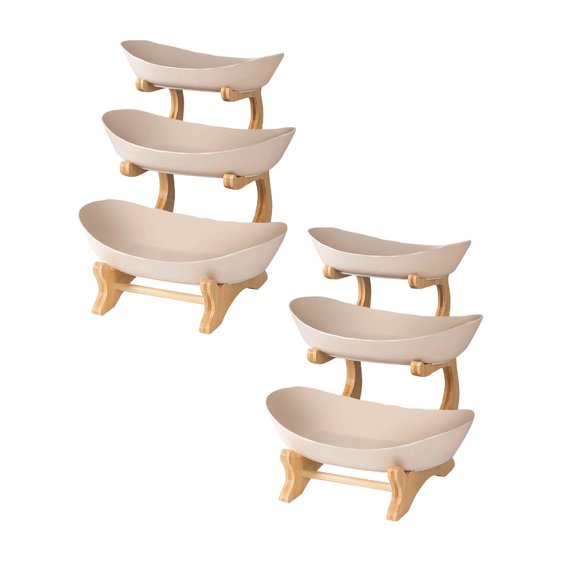 2Pcs 3 Tier Oval Fruit With Stand 3Tier Fruit Bowl For Kitchen Counter Tiered Serving Bowls Countertop Fruit And Vegetable Storage For Cake Dessert Snack Rack