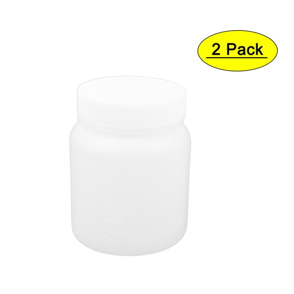 2Pcs 300mL Capacity Chemical Container Graduated Clear White Plastic Lab Bottle