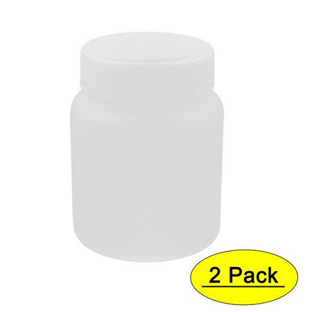 2Pcs 300ml Plastic Round Wide Mouth Chemical Sample Reagent Bottle Thickening