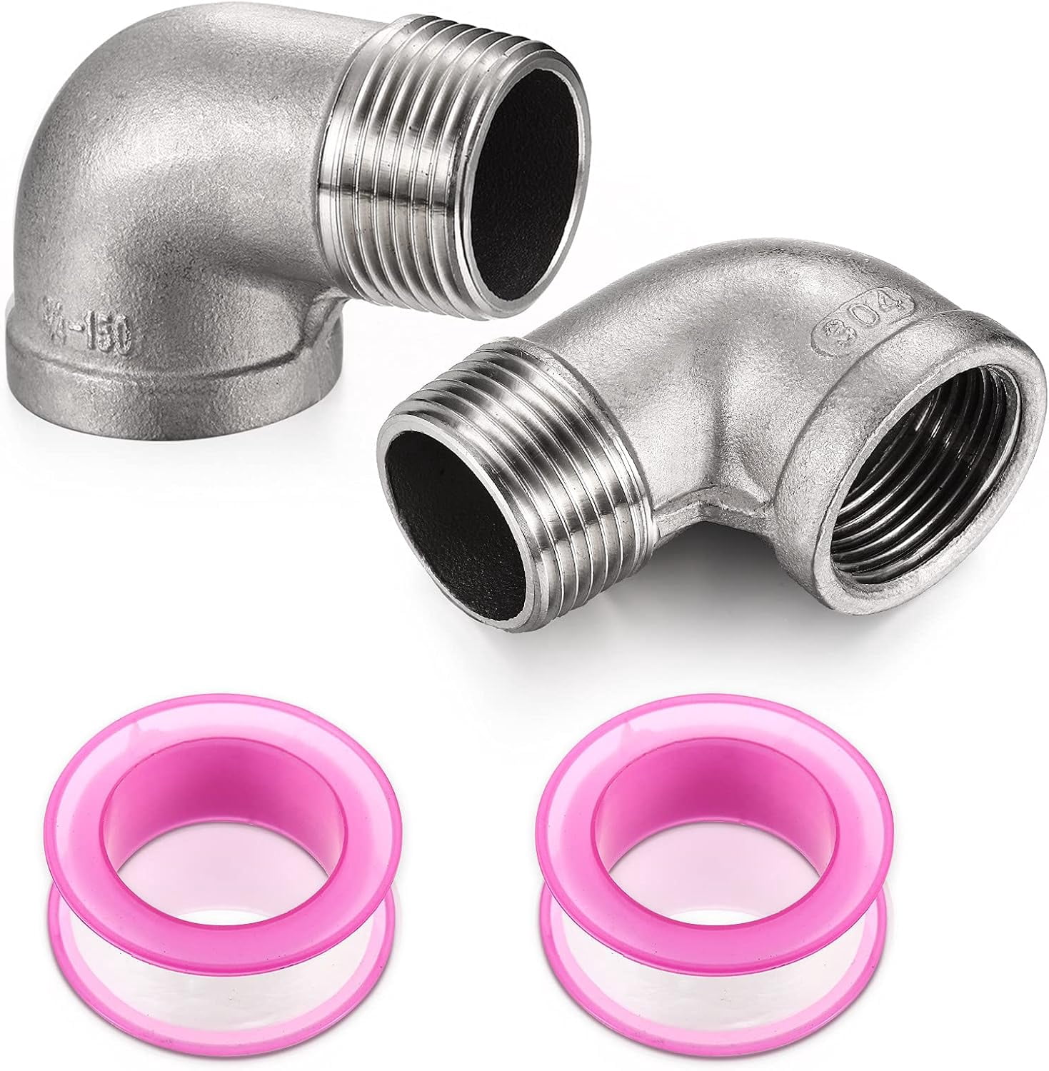 COMOK 304 Stainless Steel 90° Elbow Pipe Fitting - 1/2" NPT Female To Male, 2 Pack