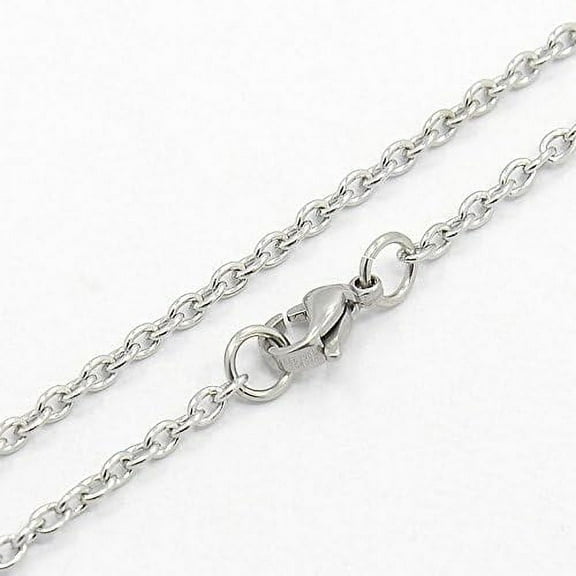 2Pcs 304 Stainless Steel Cable Chain Necklaces Minimalist Chain Necklace Choker with Lobster Claw Clasps for Men Women Personalized Jewelry Stainless Steel Color 17.52 inch