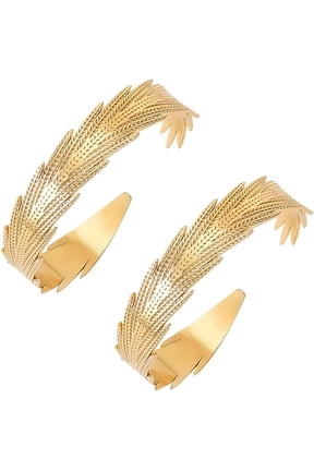2Pcs 304 Stainless Steel Feather Cuff Bangles Golden Inner Diameter: 2-1/8 inch(5.3cm) handmade