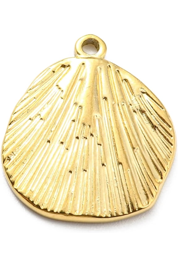 2Pcs 304 Stainless Steel Pendants Leaf Charm Real 14K Gold Plated