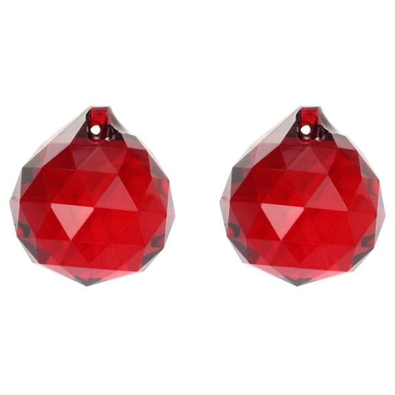 2Pcs 30Mm Red Crystal Ball Prisms,2xBall Prism,Crystal Red