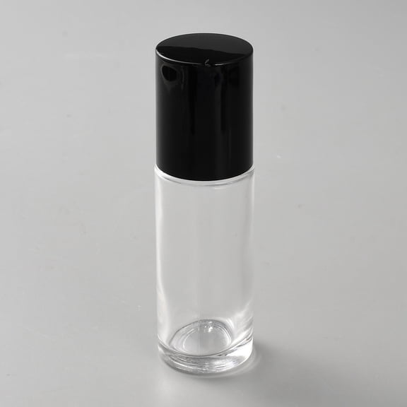 2Pcs 30ml(1.01oz) Empty Black Deodorant Glass Roller Ball Bottles Refillable Cosmetic Roller Containers with Plastic Column 3.2x10.7cm